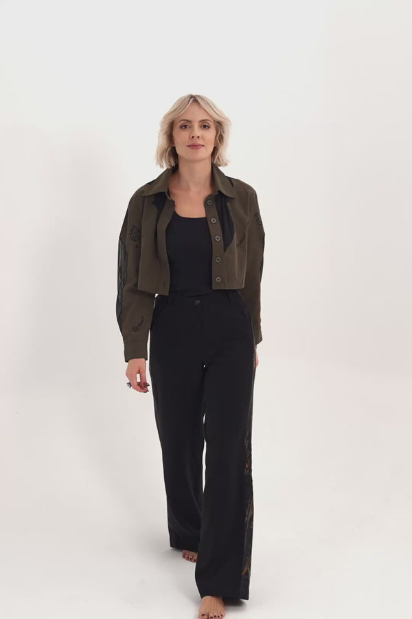 Distressed cropped fashion shirt